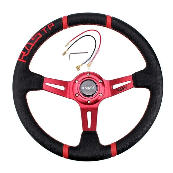 RASTP Red 14" Deep Dish Alum & Leather Drifting Steering Wheel Modification Racing