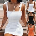 thumbnail image 5 of Trendy Solid Strap Short White Dresses Off Shoulder Sexy Skirt Pullover Sheath Mini Summer Beach Female Vest Dress, 5 of 9