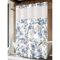 thumbnail image 4 of Blue Floral Birds No Hook Shower Curtain Waterproof, Bathroom Curtains with Snap in Liners and See Through Top Window, Farmhouse Flowers Pastoral Hotel Style Bathtub Curtains Shower 48"Wx72"L, 4 of 8