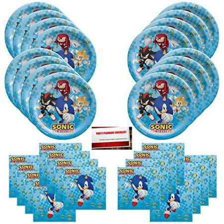 Sonic The Hedgehog Birthday Party Supplies Bundle Pack for 16 Guests (Plus Party Planning Checklist by Mikes Super Store)
