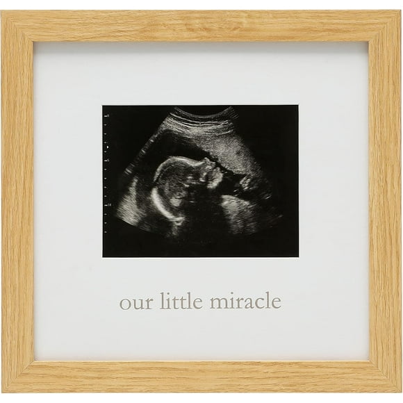 Kate & Milo Our Little Miracle Sonogram Frame, Classic Wooden Picture Frame, Gender-Neutral Baby Nursery Décor