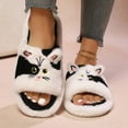 thumbnail image 2 of Fuzzy Slippers For Women Slippers Fuzzy Comfortable Shoes Cute Cat Print Open Toe Flat Slides Cozy Fall Winter Home Footwear Warm Cozy Winter House Slippers Bedroom Indoor House Shoes, 2 of 7