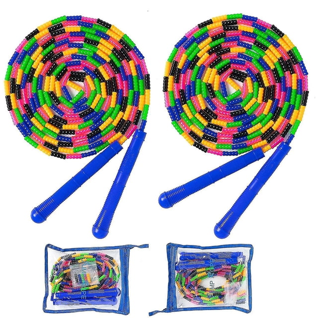 Cuerda de salto doble holandesa 16 Ft 2 Pack cuerda de salto larga para niños adultos cuerda de ping suave con cuentas multipersona kaili Sencillez