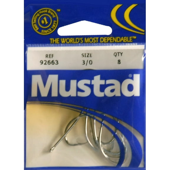 Mustad 92661-NI-3/0-8 Classic Beak Hook Size 3/0 Forged 2 Slices in