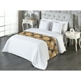 thumbnail image 3 of Floral Boho Bed Runner, Golden Tone Blooming Flowers and Neutral Leaves on Dark Jungle Back, Decorative Accent Bedding Scarf for Hotels Homes & Guest Rooms, Queen, Dark Yellow Sea Blue, by Ambesonne, 3 of 3