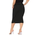 thumbnail image 4 of DARING DIVA Women's Plus Elastic High Waist Textured Bodycon Midi Pencil Skirt 1X Black, 4 of 6