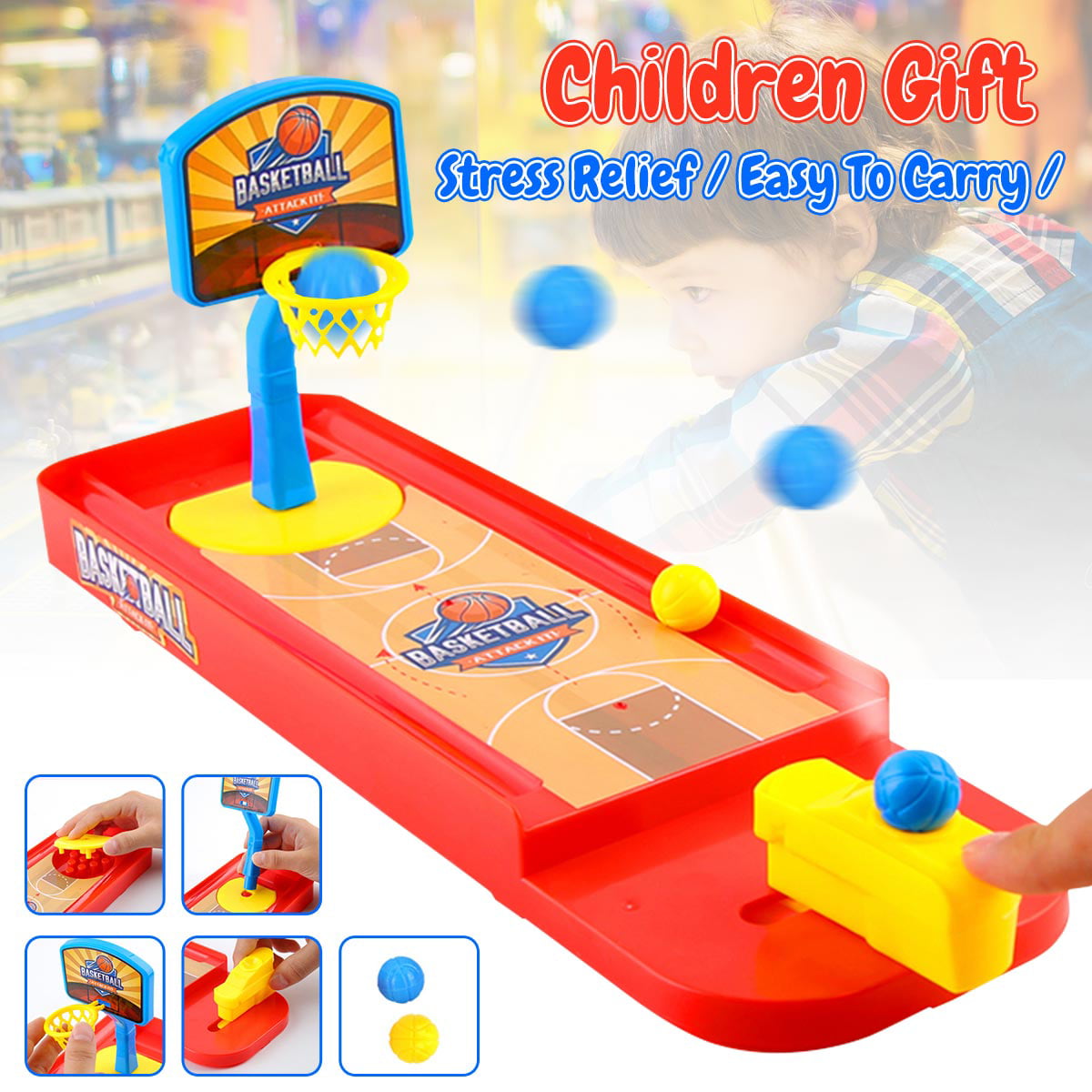 Mini Shooting Finger Basketball Court Desktop Game Set Family Party Game Toy 