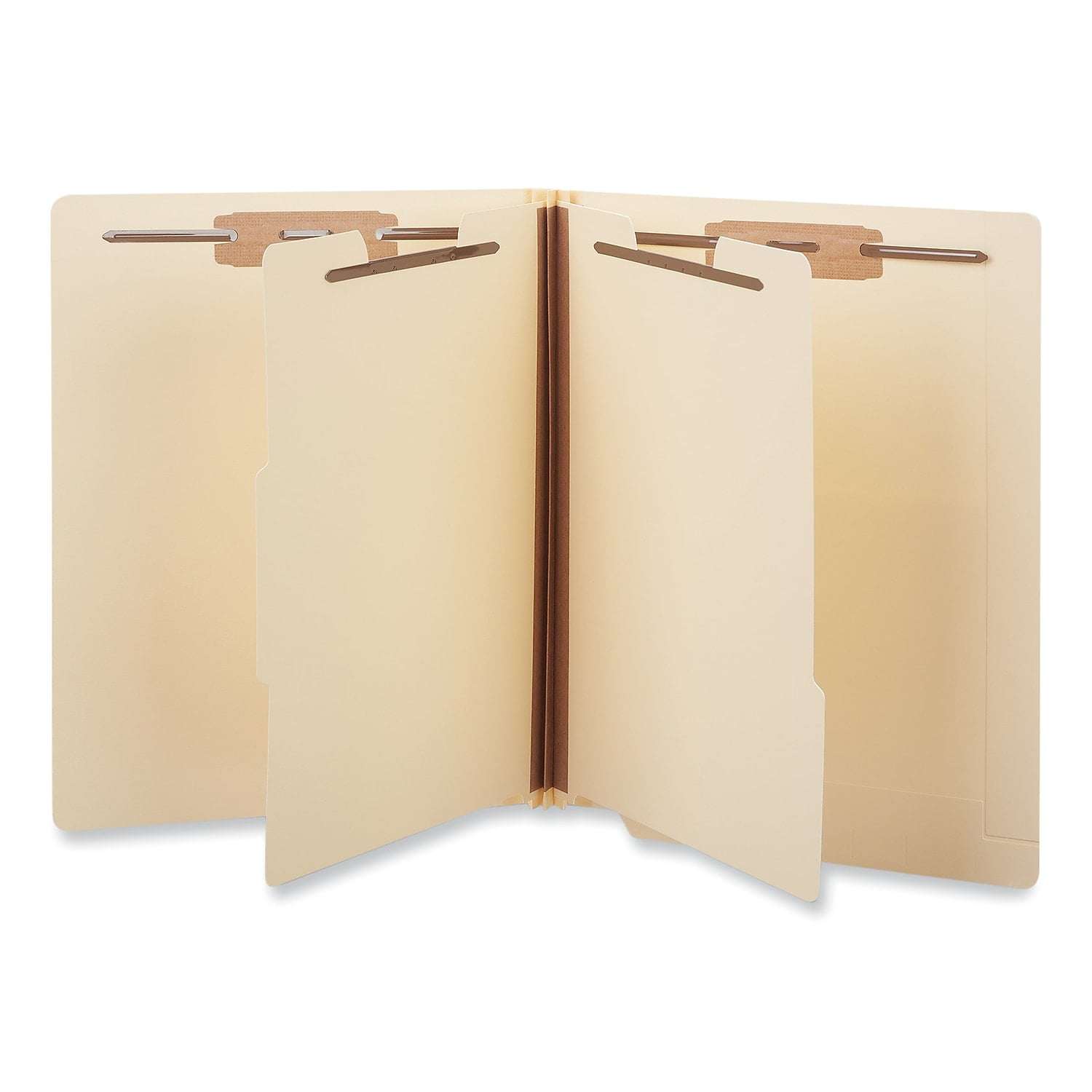 Six-Section Manila End Tab Classification Folders, 2 Dividers, Letter Size, Manila, 10/Box