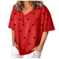 thumbnail image 1 of Blusa de manga corta OAVQHLG3B Store lin121212 Cuello en V Estampado de puntos, 1 of 4