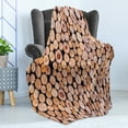 thumbnail image 4 of Rustic Soft Flannel Fleece Throw Blanket, Mass of Wood Logs Forest Tree Ecology Industry Group of Cut Lumber Circle Stack Image, Cozy Plush for Indoor and Outdoor Use, 70" x 90", Cream, by Ambesonne, 4 of 5