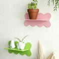 thumbnail image 2 of Wooden Wavy Storage Rack Wall Shelf Home Decoration Pink, 2 of 6