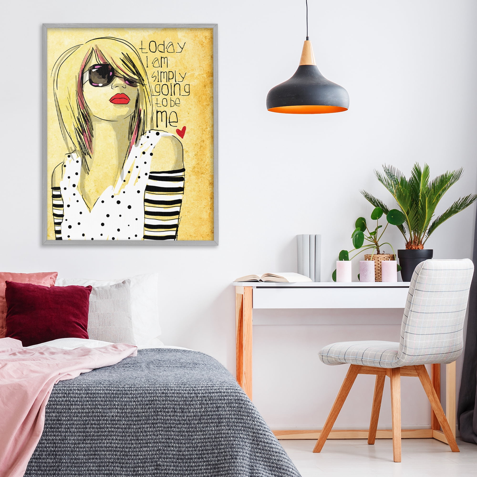 Stupell Industries Today I Am Simply Me Gray Framed Giclee Art, design by Suzanne Millius