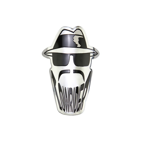 Bike Lowrider Round Silhouette Head Name Plate Chrome/Black.