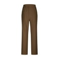 thumbnail image 5 of WIZUTIZ Womans Dress Pants Classic Leisure Baggy Wide Leg Palazzo Pants Stretch Elastic High Rise Palazzo Pants Solid Drawstring with Pockets Beach Pants Dance Birthday Brown, 5 of 6