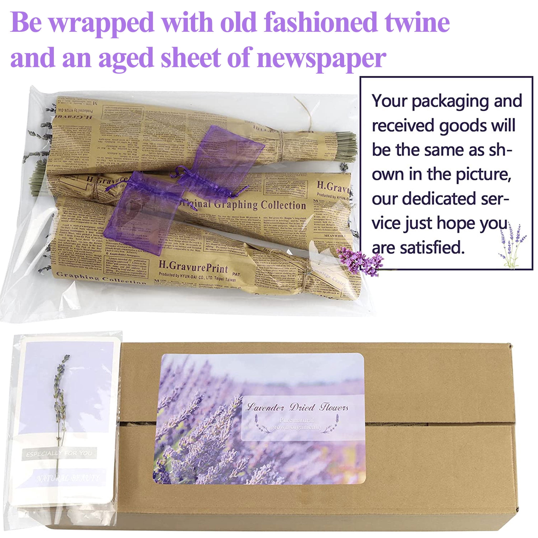 AMI PARTS Dried Lavender Bundles Dried Flowers Bouquet with Stems for Home Decor Wedding
