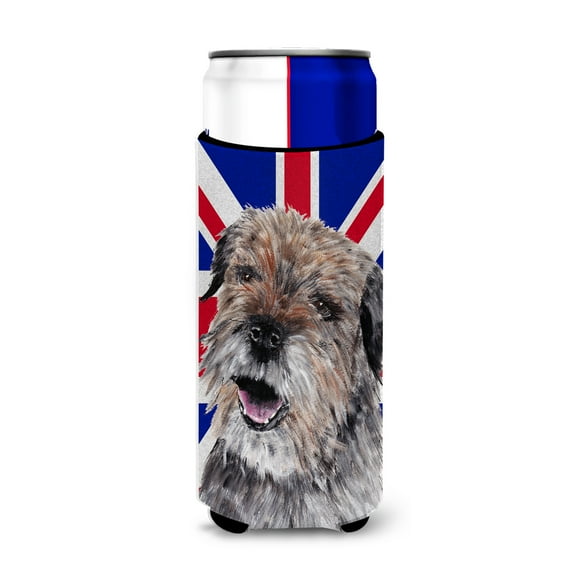 Border Terrier with English Union Jack British Flag Ultra Hugger for slim cans