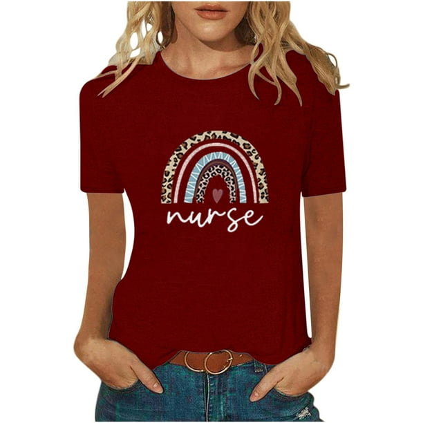 Moda para mujer Tops Funny Printe CasualFit Camisetas Blusa Estampado Camisa Fridja bn2963