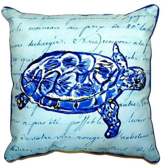 16 x 20 in. Sea Turtle Blue Script Large Indoor & Outdoor Pillow