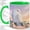 Green, variant on Snowy Owl Watercolor Coffee Mug, Winter Owl Mug, Morning Coffee Tea Cup for Home Office, White Bird Perched on Snow Pine Branch, Pastel Sunset Wildlife Art, Bird Lovers Women Men