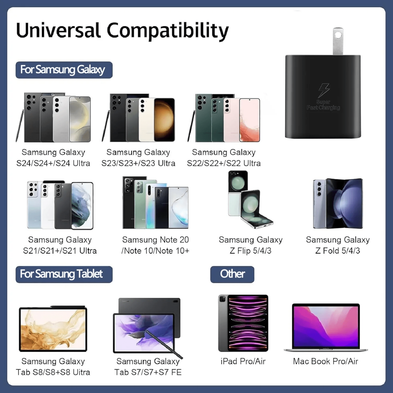 Super Fast Charger Type C 2Pack 45W USB C Fast Charging Block Wall Charger with 2*10FT Android Phone Charger Cable Compatible with Samsung Galaxy S25/S24/S23 Ultra/S23+/S22