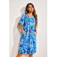 thumbnail image 3 of Oudiya Womens Mumus House Dress Floral Print Short Sleeve Nightgowns Moomoo Dresses with Pockets, 3 of 7