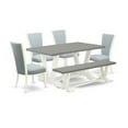 thumbnail image 2 of East West Furniture V-Style 6-piece Wood Dining Set in White/Blue, 2 of 10