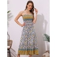thumbnail image 4 of DARING DIVA Women's Boho Floral Spaghetti Strap A Line Maxi Dresses M Pink, 4 of 6