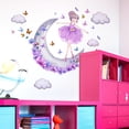 thumbnail image 4 of Calcomanía de pared chica bailando en la luna flores mariposas nubes pegatina de pared decoración de pared para dormitorio sala de estar Oficina TUNC Sencillez, 4 of 5