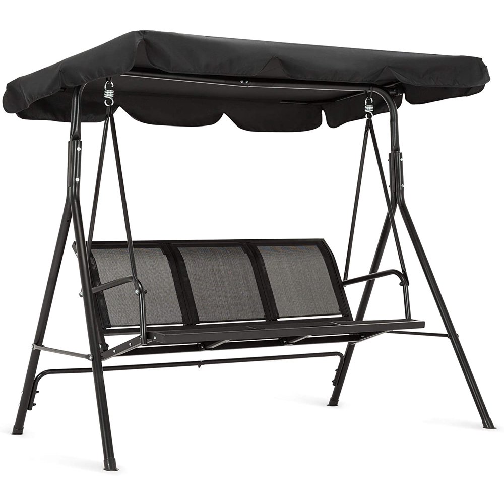 Outdoor Patio Canopy Swing Chair 3Person, Steel Frame