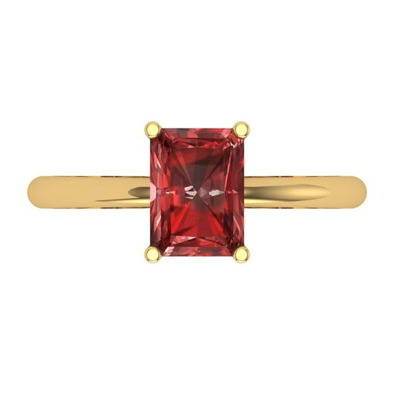 Clara Pucci 14K Yellow Gold 1.75ct Garnet Solitaire Ring for Women