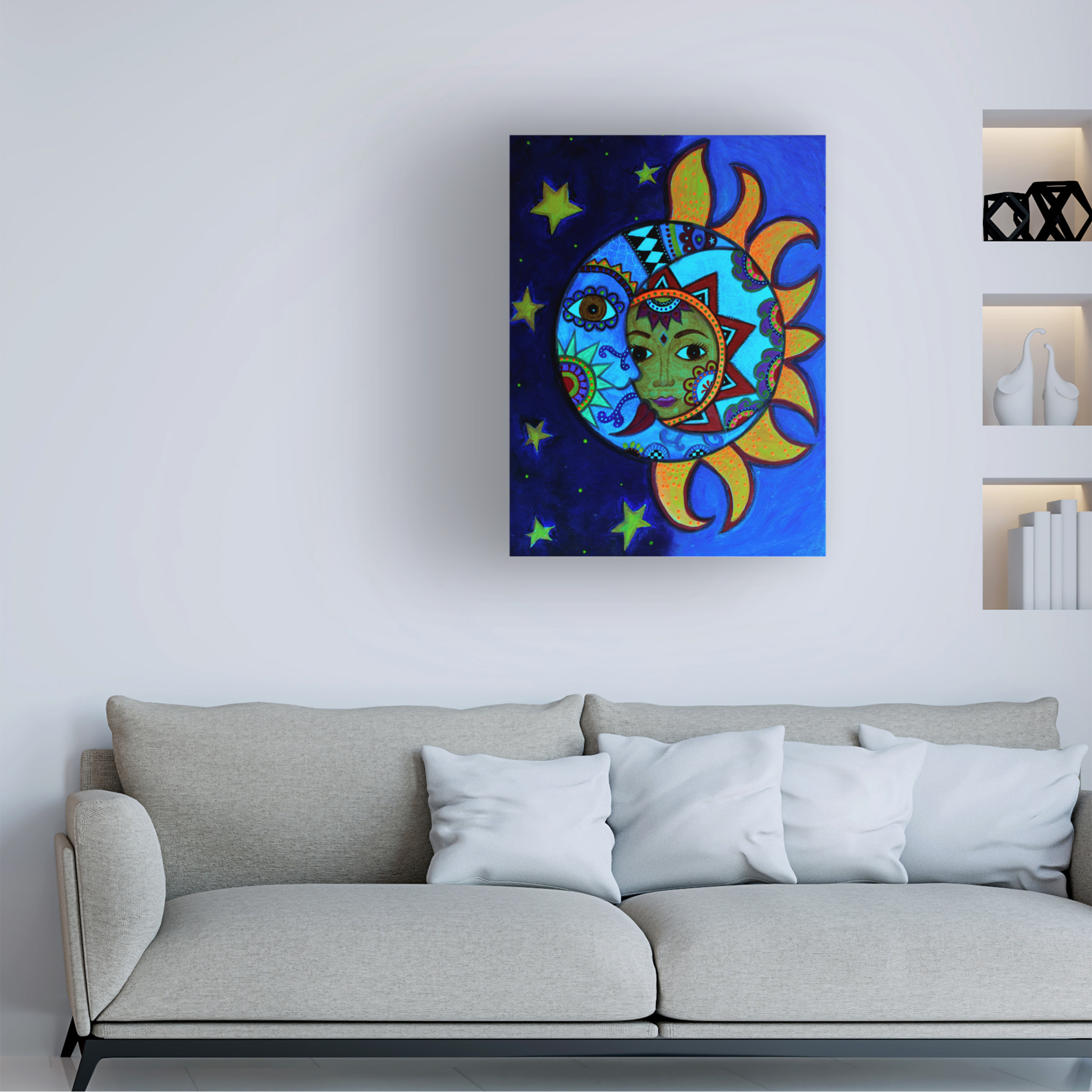 Trademark Fine Art 'La Luna El Sol Estrellado' Canvas Art by Prisarts