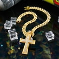 thumbnail image 3 of VNOX VNOX Mens Womens Large Cross Necklace with Stainless Steel Cubic Zirconia Inlay Diamond Pendant and Iced Out Cuban Chain Miami Style Hip Hop Jewelry Christmas Costume, 3 of 8