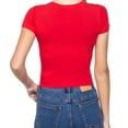 thumbnail image 4 of Simply Fashion Women’s Short Sleeve Crew Neck Cotton Spandex Crop Top,Red,Large, 4 of 4