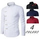 thumbnail image 3 of Am hombres manga larga Turn Down cuello Diagonal doble botonadura botones camisa de algodónpangjing, 3 of 3