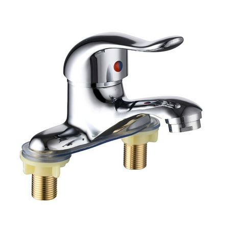 Mfigree 2025 Upgraded Bathroom Double Couplet Basin Sink Faucet Countertop Mixer Tap Laundry Room Faucet Brushed (Silver , One Size) for Bathroom Kitchen