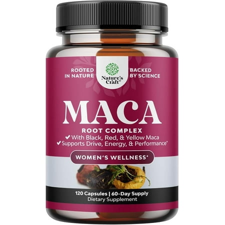 Natures Craft Organic Maca Root Complex, Herbal Hormone Balance Supplement for Women, 60 Capsules