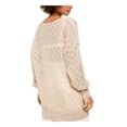 thumbnail image 2 of Free People Womens Say Hello Wool Blend Open Stitch Pullover Sweater Taupe L, 2 of 4