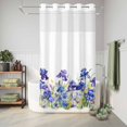 thumbnail image 6 of No Hook Shower Curtain, Blue Spring Floral Shower Curtains for Bathroom with See Through Top Window, Watercolor Flowers Summer Botanical Waterproof & Washable Bath Curtain Stand Up Stall 36"x72", 6 of 9