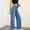 Blue, variant on Wide Leg Jeans Pants Boyfriend Relax Fit Women's Solid Color Stretch Denim Pants with Elastic Waistband and Classic Five-Pocket Styling Light Blue S