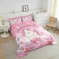 thumbnail image 4 of Erosebridal Unicorn Bedding Set Twin Size Pink Purple Unicorn Comforter Set with Rainbow Diomand Galaxy Stars Fantasy Room Decor Rainbow Unicorn Down Comforter Reversible Quilt, 4 of 7