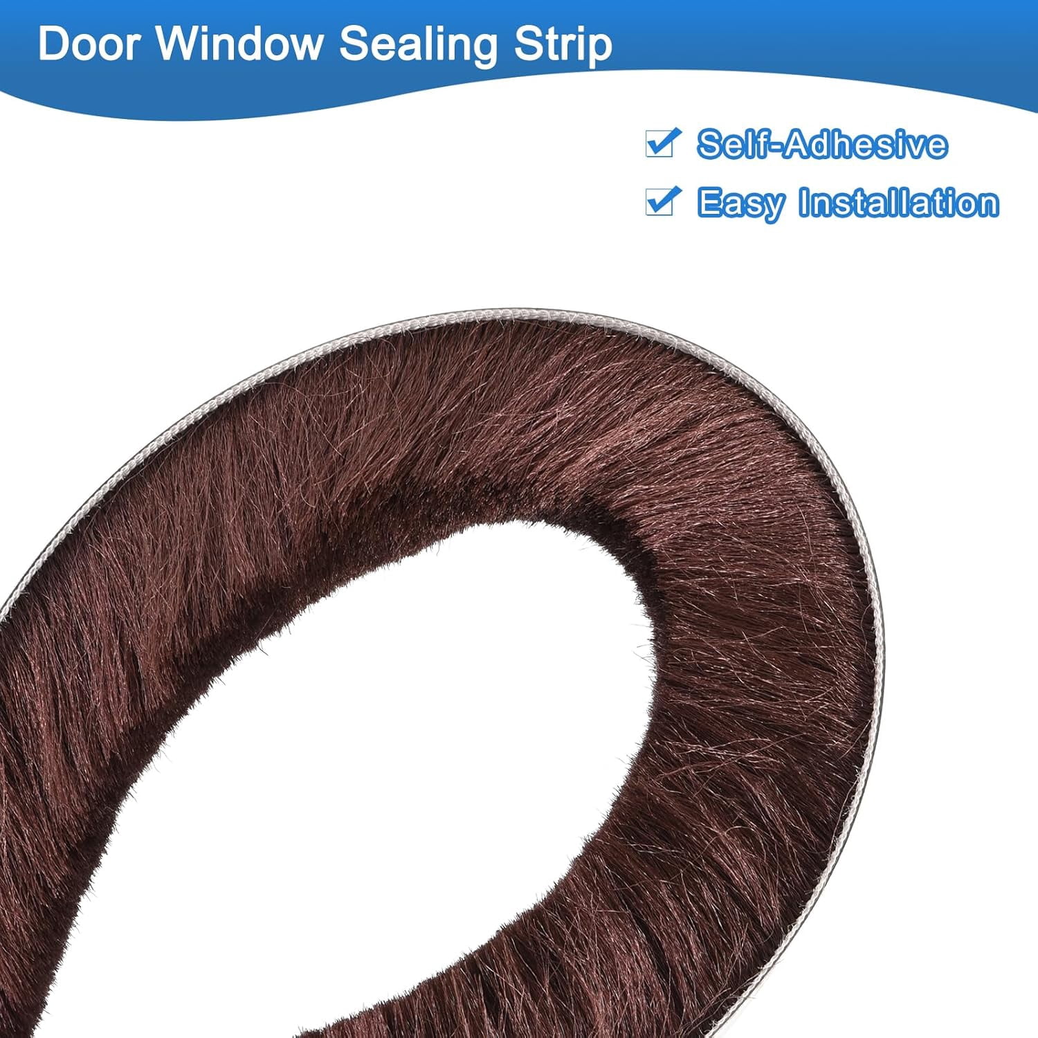 FRKSMD-Brush Weather Stripping, 3/8" Backing x 9/16" Brush x 20ft Felt Pile Door Seal Strip for Sliding Door Window Wardrobe - Self-Adhesive Brown (Windproof Dustproof Soundproof)