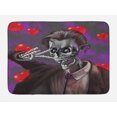 thumbnail image 1 of Skull Bath Mat, Romantic Skeleton Handsome Corpse Groom with Tuxedo Hearts in the Backdrop Print, Non-Slip Plush Mat Bathroom Kitchen Laundry Room Decor, 29.5 X 17.5 Inches, Black and Red, Ambesonne, 1 of 2
