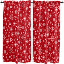 Red Christmas Kitchen Curtains 63 Inch Length, Farmhouse Curtains & Drapes, Winter White Snowflake Xmas Rod Pocket Window Curtains for Living Room/Bedroom/Bathroom, 42" x 63", 2 Panels