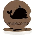 thumbnail image 1 of RYLABLUE Ocean Whale Silhouette Brown Set of 6 Car Coaster for Drinks, Absorbent Ceramic Stone Coasters Cup Mat with Cork Base for Home Kitchen Room Coffee Table Bar Decor, 1 of 5