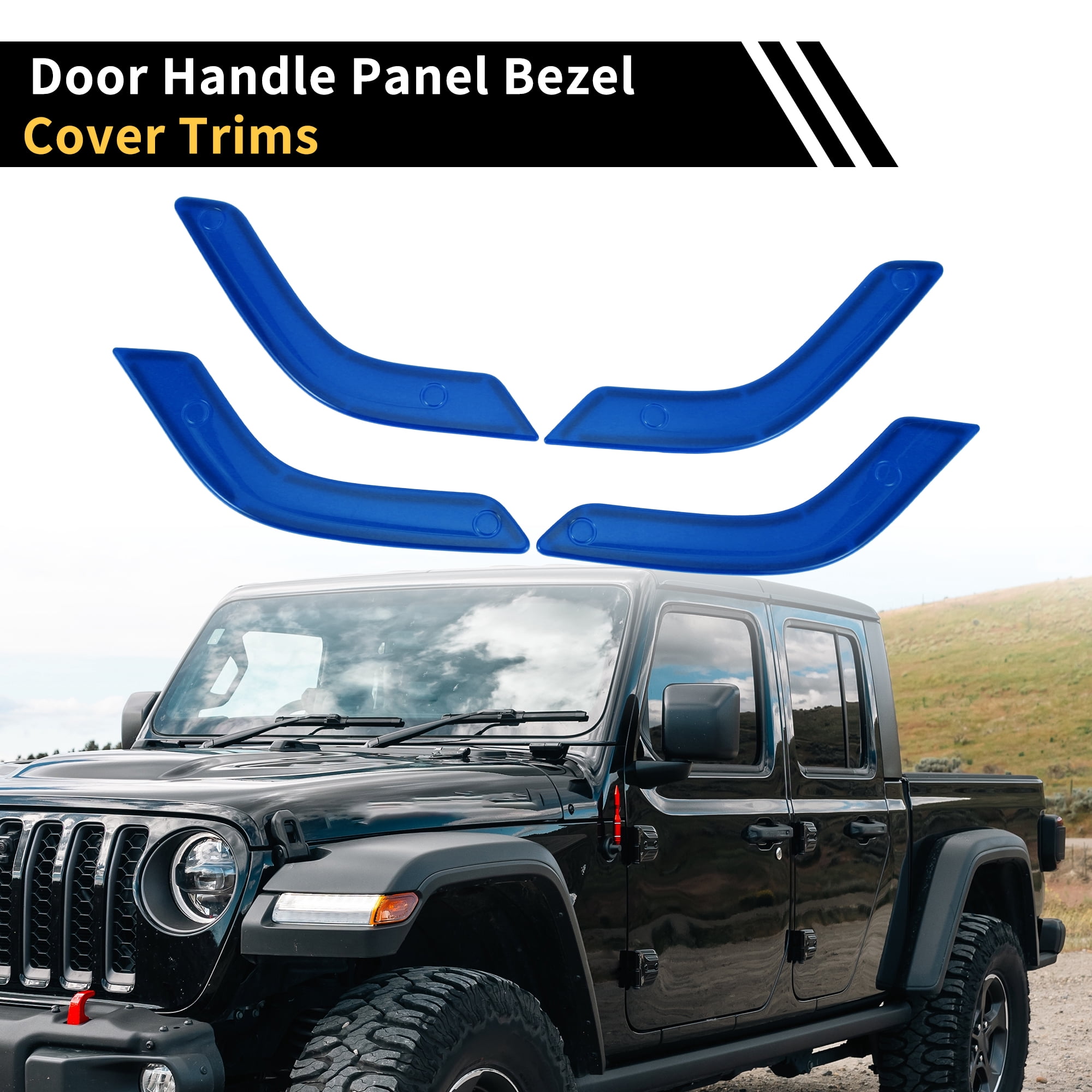 Unique Bargains 1 Set Front Rear Door Handle Panel Bezel Cover Trims for Jeep Wrangler JK JLU & Unlimited 4 Door Interior Door Handle Bezel Cover Decor Trim ABS Blue