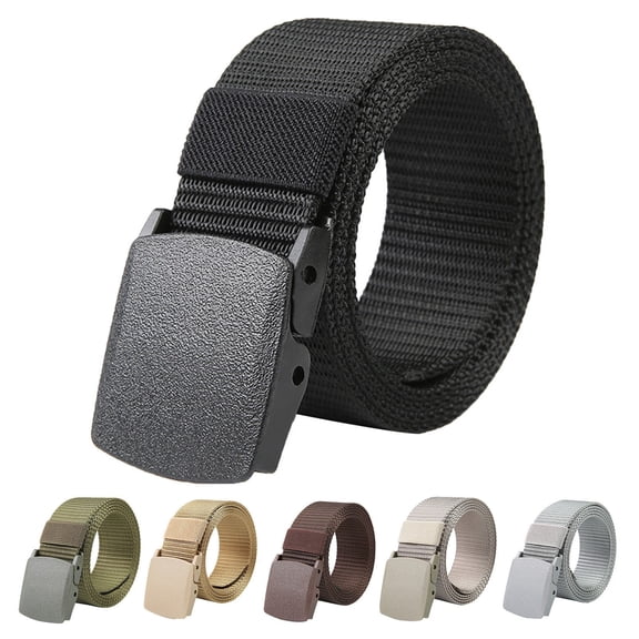 TELOLY Nylon Belts for Men Military Tactical Slide Plastic Buckle Belt Adjustable No Holes Canvas Belt Men Web Belt Outdoor Fashion Men Belt for Work Casual Army Green One Size
