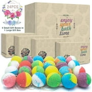 INTEYE 24 Organic & Natural Bath Bombs, Handmade Bubble Bath Bomb Gift Set, Rich in Essential Oil, Shea Butter, Coconut Oil, Grape Seed Oil, Fizzy Spa to Moisturize Dry Skin, Perfect Gift ide