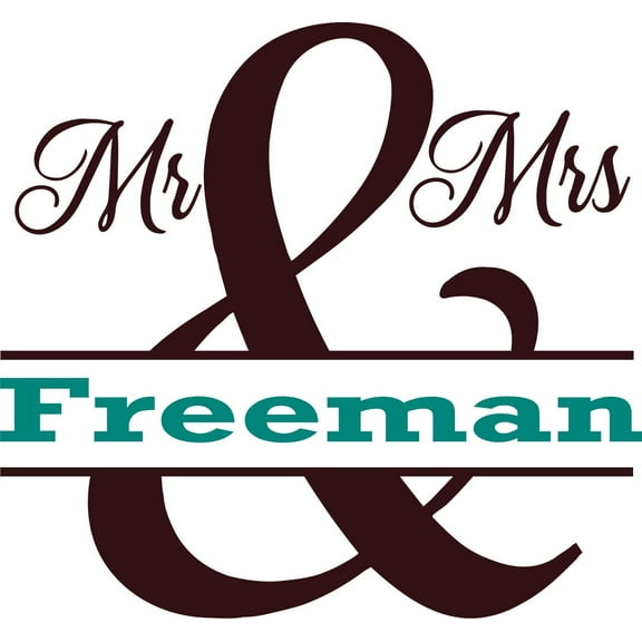 Personalized Name Vinyl Decal Sticker Custom Initial Wall Art Personalization Decor Wedding Couple Mr & Mrs Husband Wife Family 12 Inches x 12 Inches