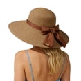 thumbnail image 3 of XINPING Women's Bow Ribbon Straw Sun Hat, Wide Brim UV Protection Beach Vacation Hat with Satin Bow, Breathable and Stylish for Summer and Outdoor Travel Beach, Hiking & Pool, 3 of 7