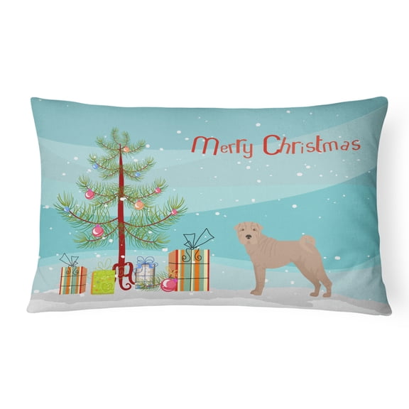 Carolines Treasures CK3485PW1216 Shar Pei Christmas Tree Canvas Fabric Decorative Pillow, 12H x16W, multicolor